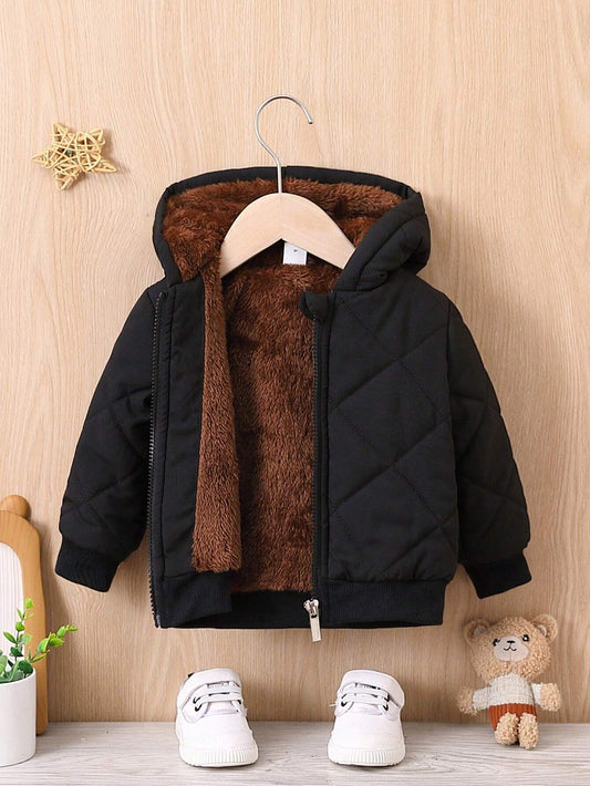 Baby Girl Zip Up Teddy Lined Hooded Jacket