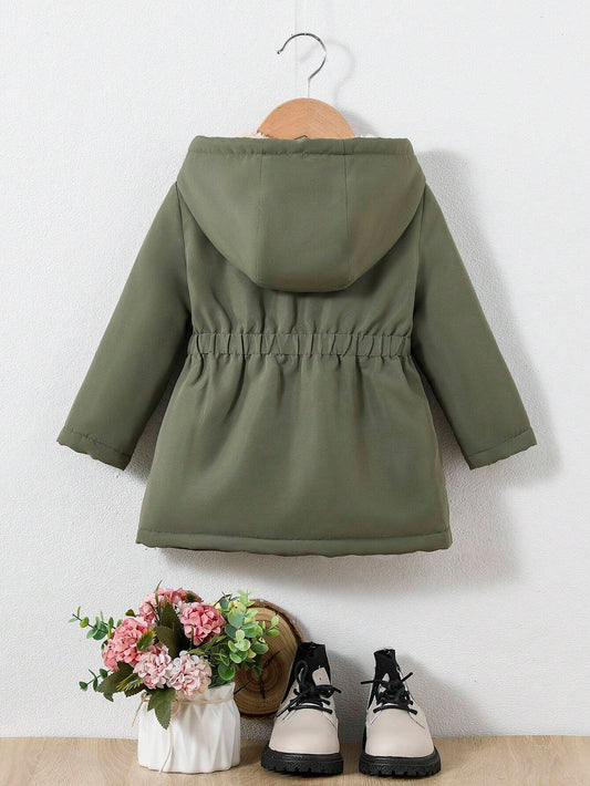 Baby Girl Casual & Versatile Hooded Jacket With Pockets