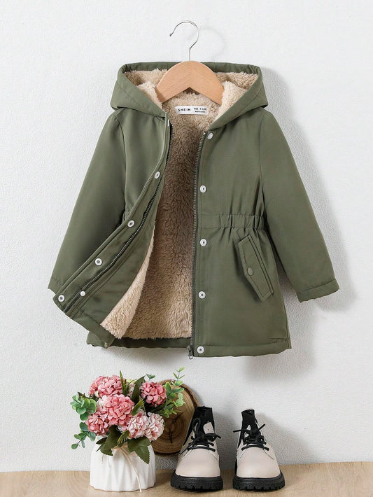 Baby Girl Casual & Versatile Hooded Jacket With Pockets