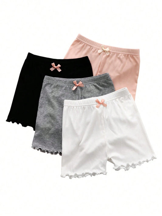 4pcs Girls' Safety Shorts, Thin Anti-Chafing Underwear