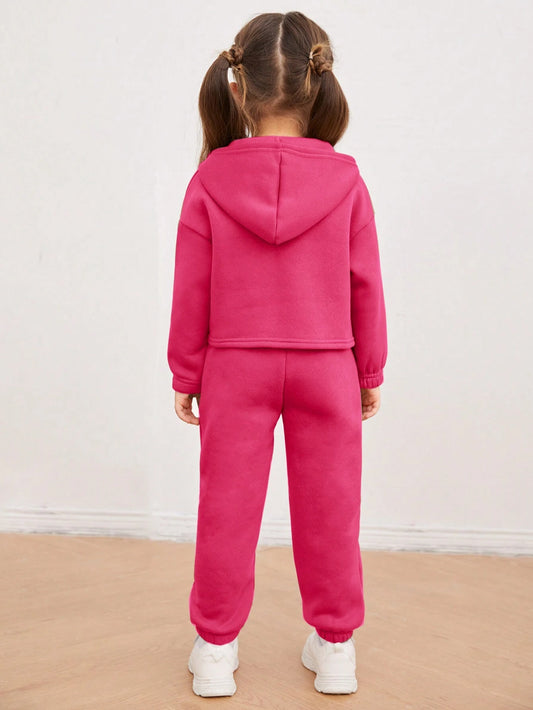 Young Girl Butterfly Print Hoodie & Sweatpants