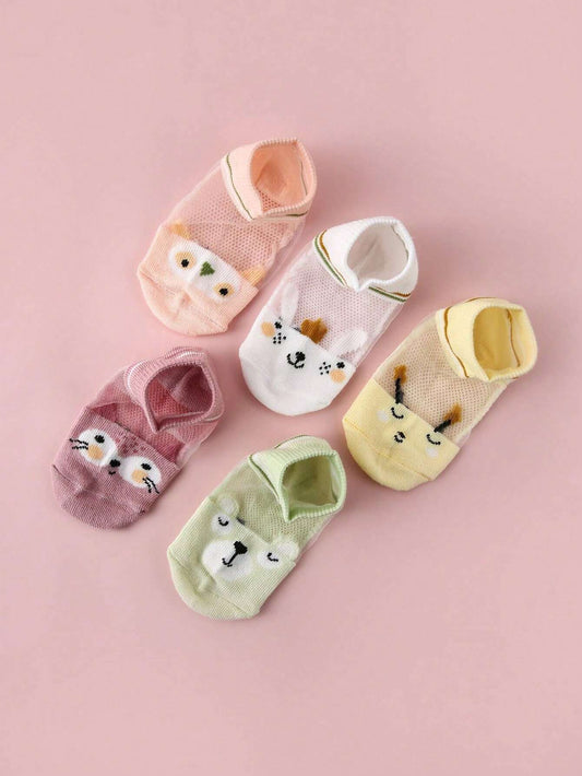 5 Pairs/10 Pairs Children's Cartoon Cute Breathable, Soft And Comfortable Fashionable Short Socks