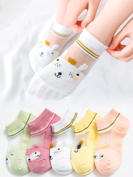 5 Pairs/10 Pairs Children's Cartoon Cute Breathable, Soft And Comfortable Fashionable Short Socks