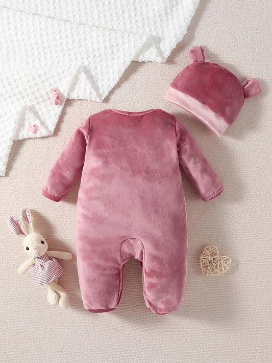 Persoplay Kids Baby Girls' Comfortable And Cute Animal Ear Embroidery Jumpsuit Footies Romper