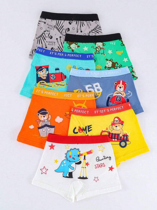 Young Boy 7pcs Set Cartoon Bear Print Underwear