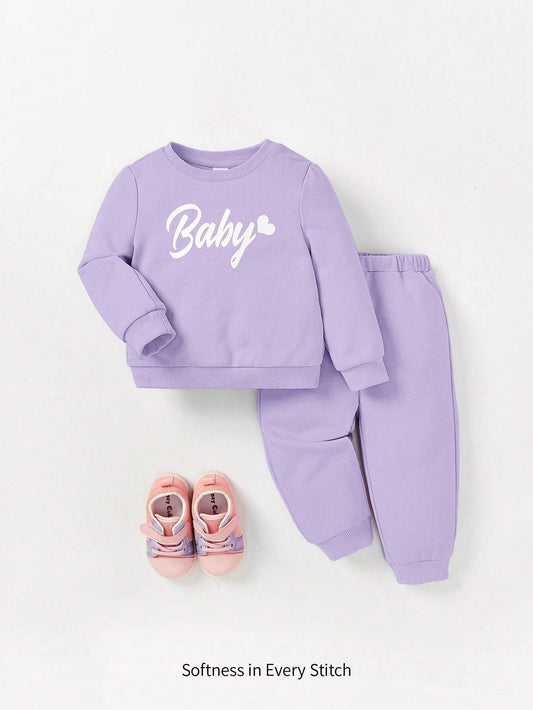 Cozy Pixies 2pcs Baby Girls' Sweatshirt And Pants Outfit Set