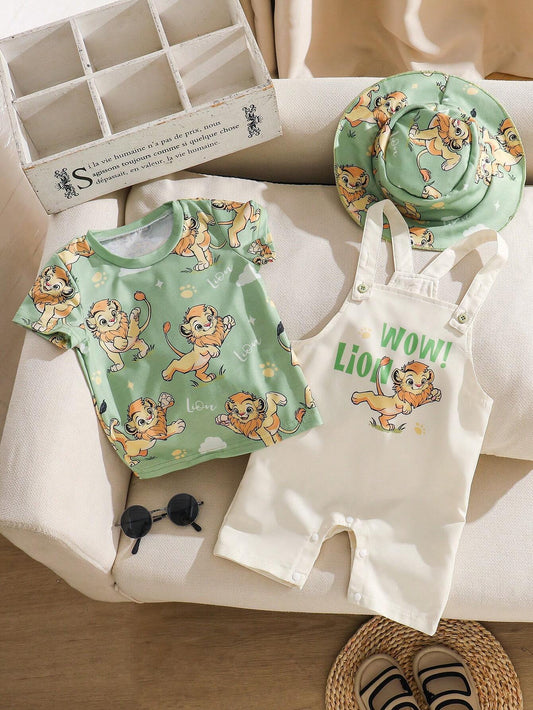 Baby Boy Cute And Fun Little Lion Spring/Summer Casual Three-Piece Set