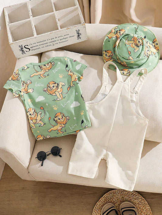 Baby Boy Cute And Fun Little Lion Spring/Summer Casual Three-Piece Set