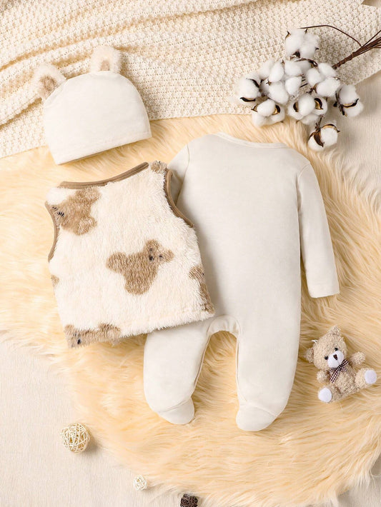 5pcs Newborn Baby Boys Cute Bear Embroidery Romper