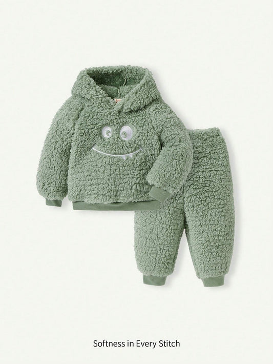 Cozy Pixies 2pcs Baby Boy's Thickened Hoodie Sweatshirt & Pants Set