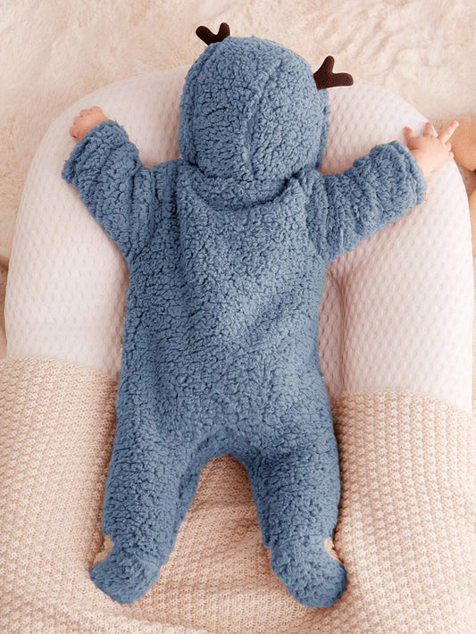 Cozy Pixies Newborn Baby Girl Cute Hooded Deer Horn Thick Jumpsuit