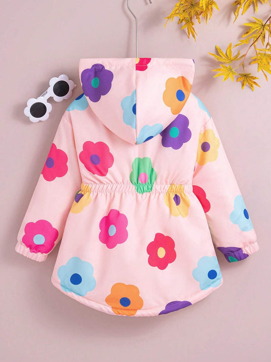 Toddler Girls' Floral Print Faux Fur Lined Warm Jacket