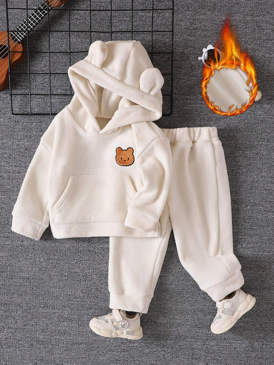 Vintaside Kids 2pcs Baby Boy Bear Decor Long Sleeve Hooded Top And Pants Set