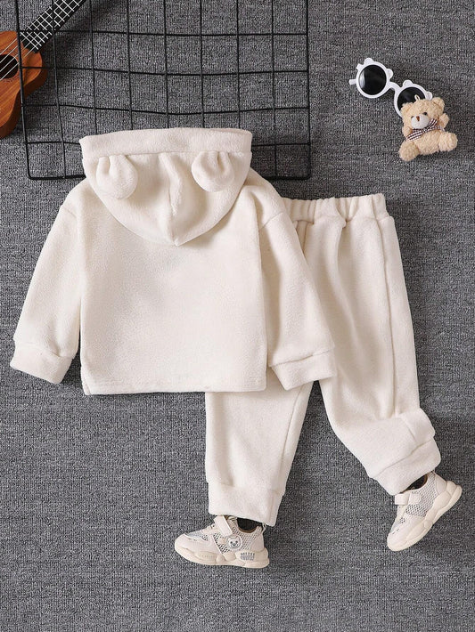 Vintaside Kids 2pcs Baby Boy Bear Decor Long Sleeve Hooded Top And Pants Set