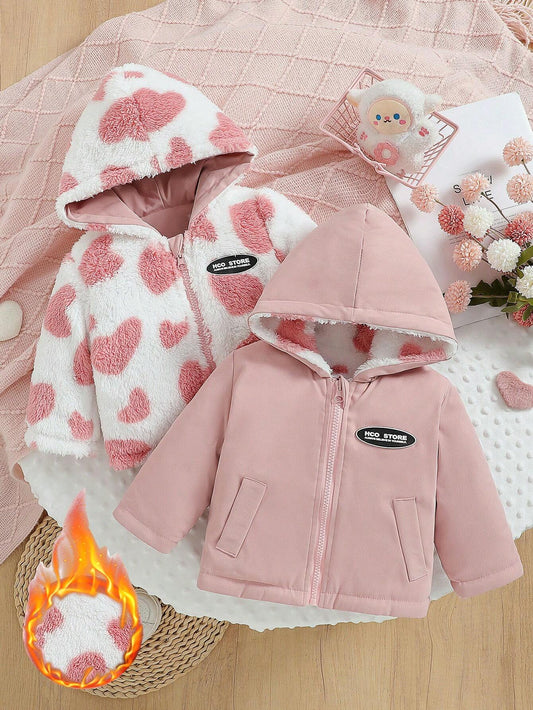 Baby Girls' Reversible Hooded Jacket, Autumn/Winter