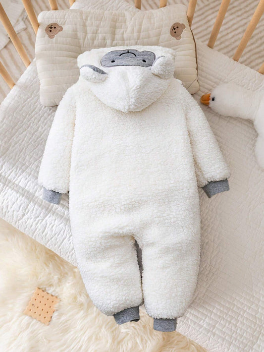 Newborn Baby Girl Winter Cute & Warm Furry Hooded Romper