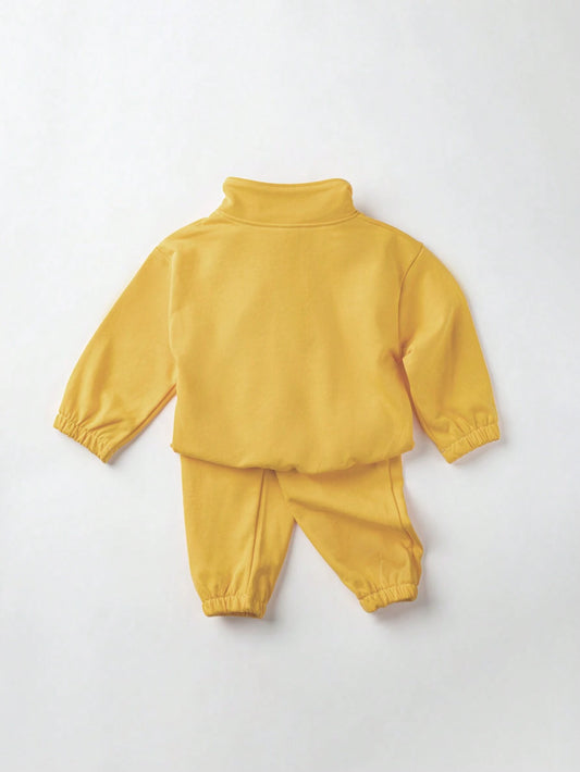 2pcs Infant Casual Comfortable Loose Fit Sportswear Set, Long Sleeve Top And Pants