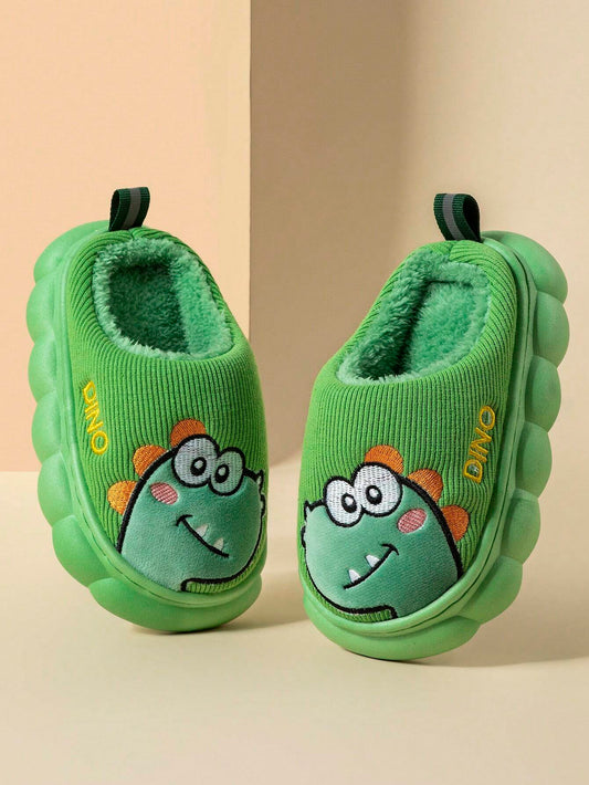 1 Pair Boys Dinosaur Flat Cute Children House Slippers