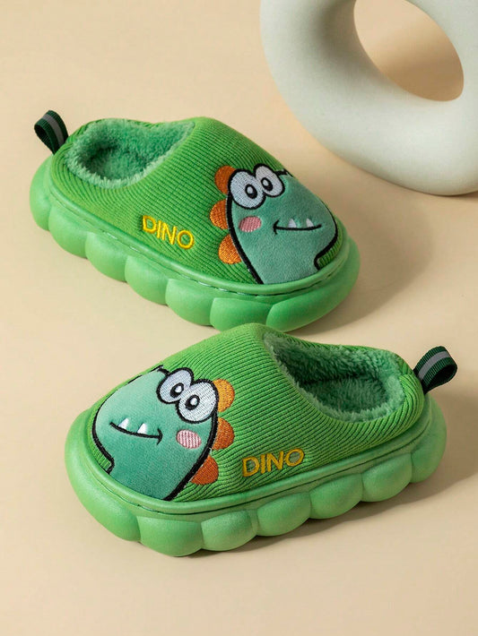 1 Pair Boys Dinosaur Flat Cute Children House Slippers