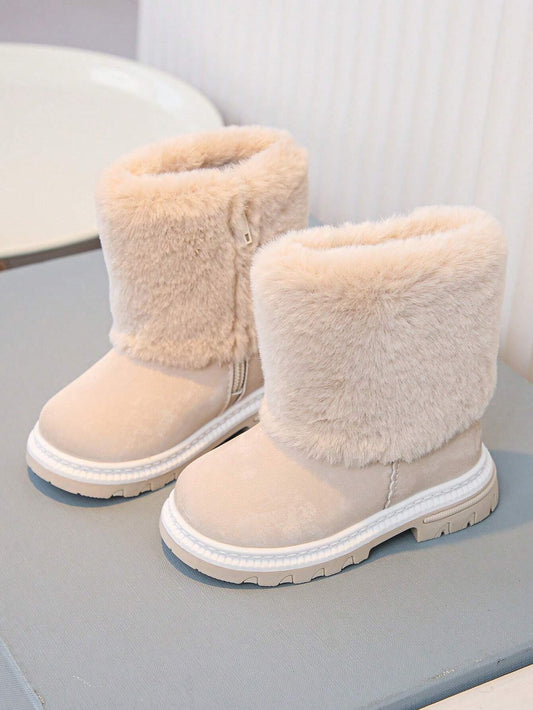 1 Pair Infant Baby Girls Plush Comfort Warm Flat Snow Boots