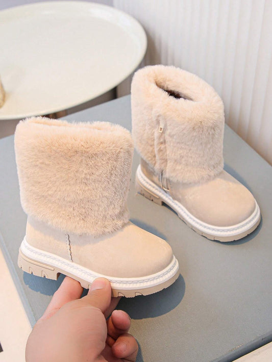 1 Pair Infant Baby Girls Plush Comfort Warm Flat Snow Boots