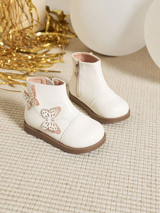 1 Pair Sweet And Cute Butterfly Embellished Girls' Snow Boots