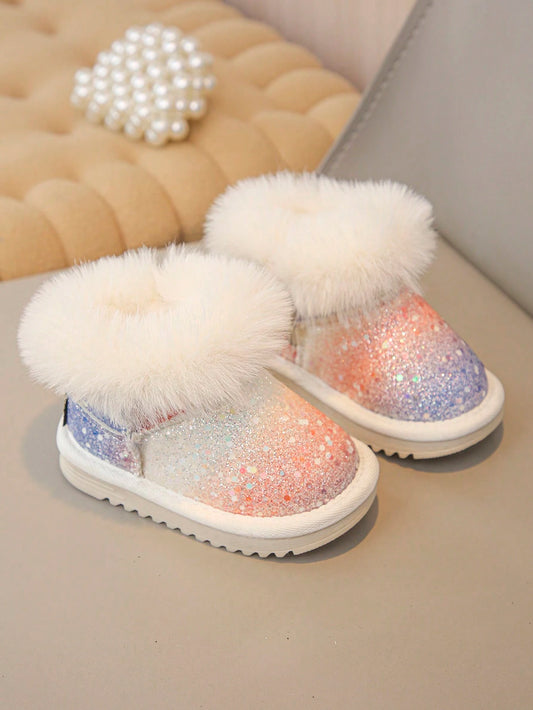 Toddler Girls Plush Colorful Warm Lining Anti-Slip Snow Boots