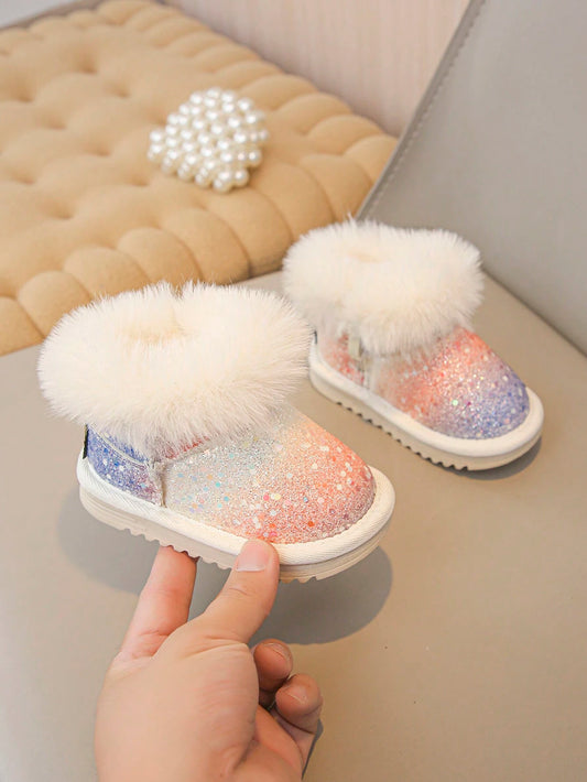 Toddler Girls Plush Colorful Warm Lining Anti-Slip Snow Boots