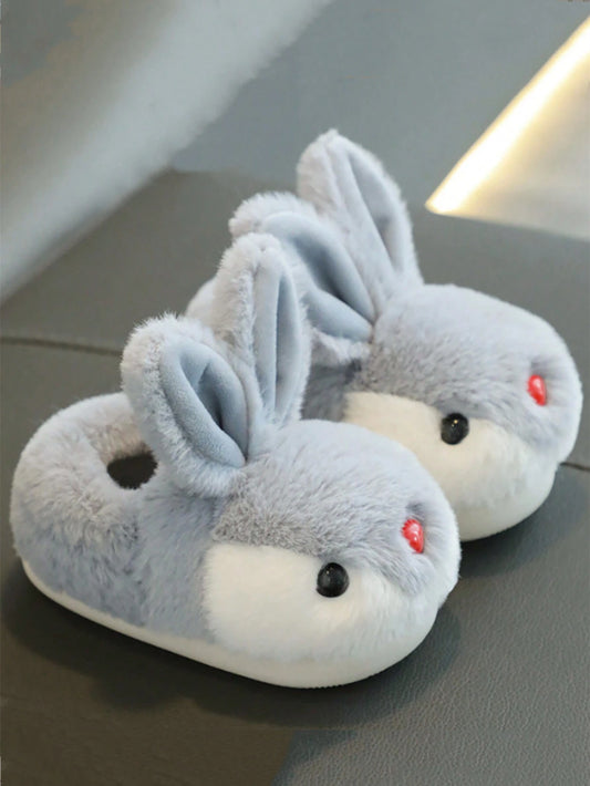 Kids Winter Slipper, Cute Rabbit Design, Warm & Non-Slip Soft Bottom With Heel Cover