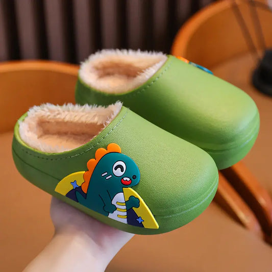 Cozy Cartoon Dinosaur Boys' Slippers