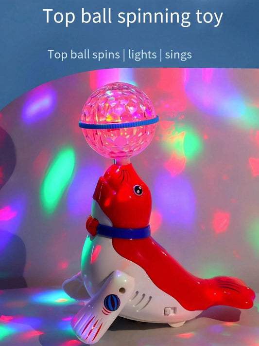 1box Children Electric Dancing & Rotating & Soccer Balancing & Light-Up & Music Sea Lion Toy