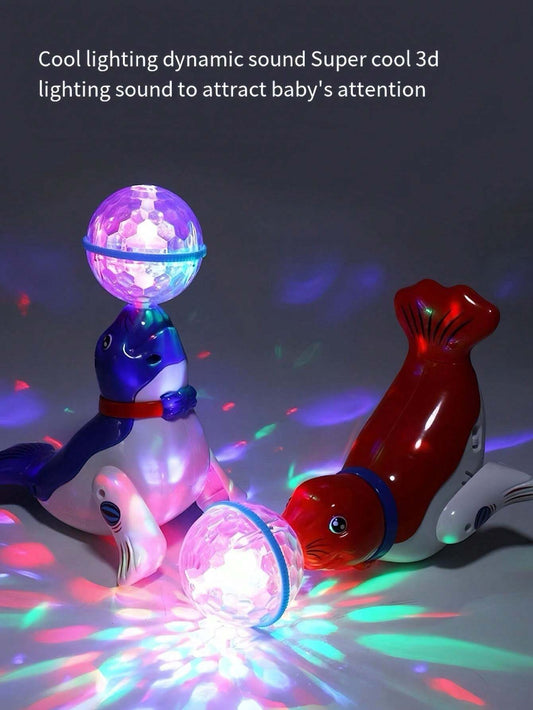 1box Children Electric Dancing & Rotating & Soccer Balancing & Light-Up & Music Sea Lion Toy