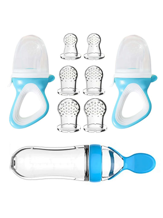 1pc Baby Multifunctional Silicone Squeeze Feeding Bottle & 2pcs Feeder Pacifier & 6pcs Elastic Mesh Bag