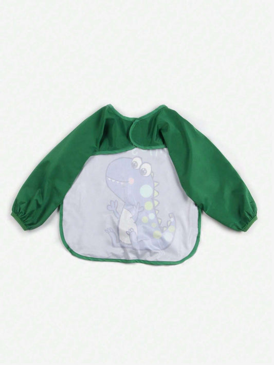 1pc Baby Waterproof Dinosaur Printed Bib Apron Suitable For Daily Use