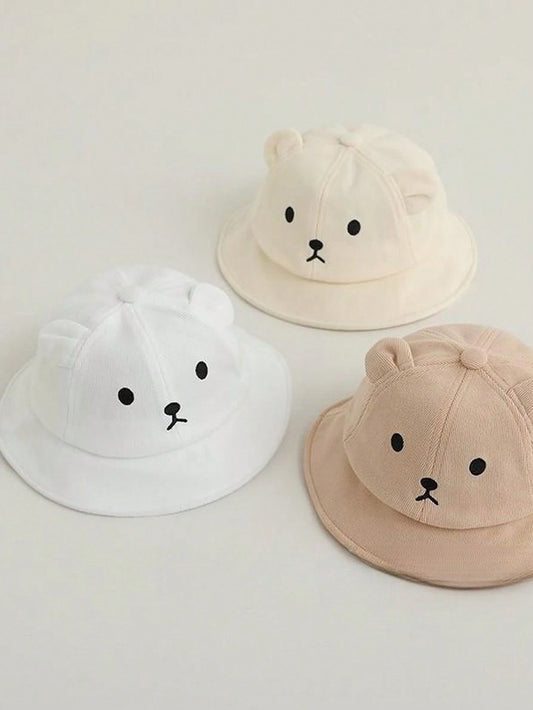 1pc Toddler Bear Design Sun Hat With Mesh Breathable Fabric