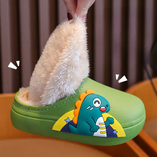 Cozy Cartoon Dinosaur Boys' Slippers