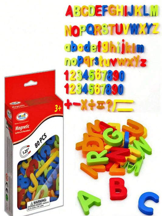 80pcs Magnetic Plastic Alphabet & Number Fridge Magnets