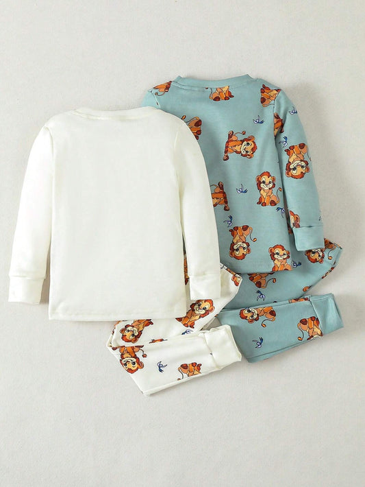 Baby Boy Cute Lion Printed Multiple Piece Set Of Home Clothes